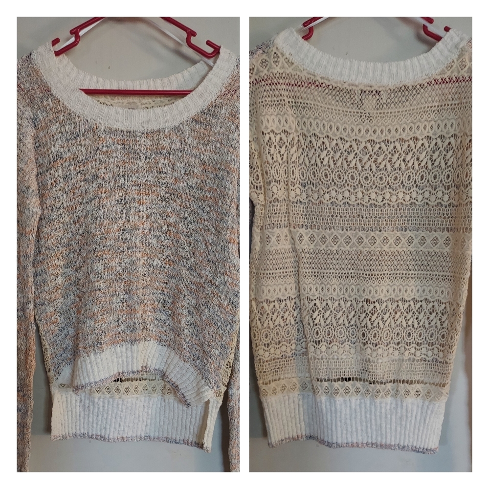 NWOT Mudd knit sweater with crochet back- oversized loose fit - Picture 1 of 8